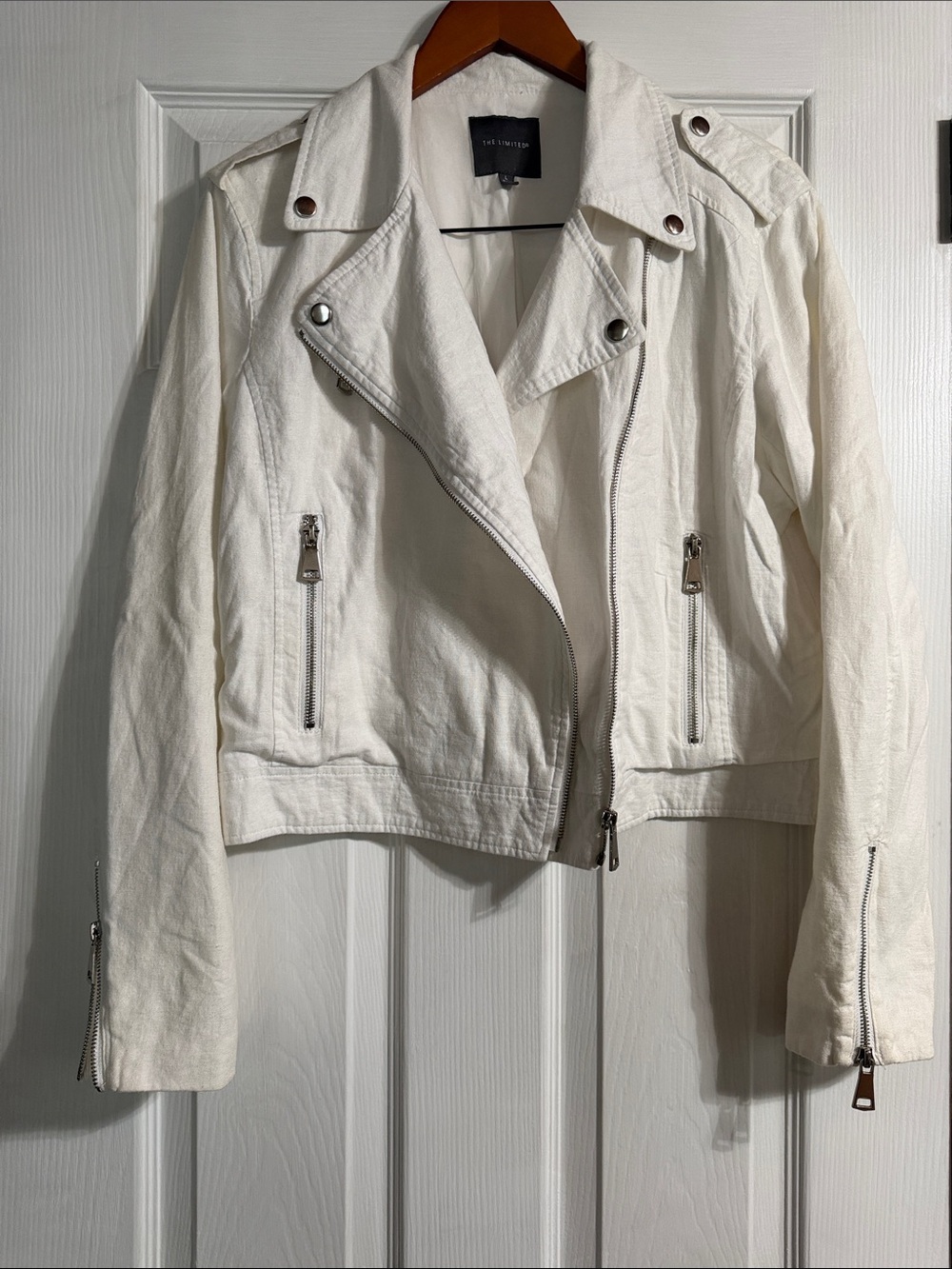 The Limited
White linen blend moto jacket